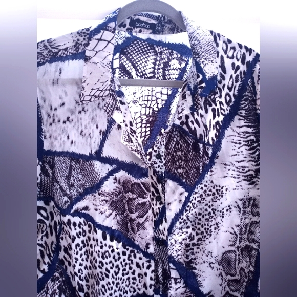 Sheer Printed Button Up Blouse by BooHoo - Picture 3 of 3